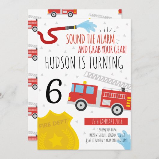 Aankondiging van de zomerdag van de Cute Fire Engi (Voorkant / Achterkant)
