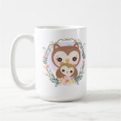 aankondiging van de zwangerschap met een schattige koffiemok (Links)