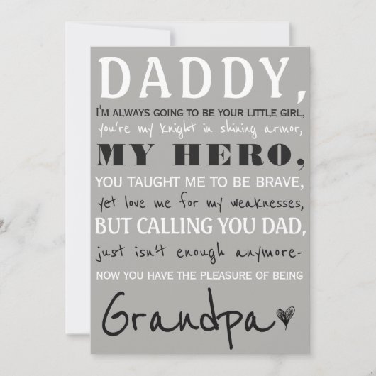 Aankondiging van de zwangerschap van papa tot opa (Voorkant)