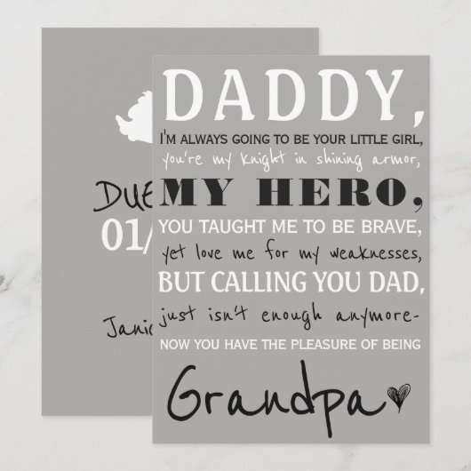 Aankondiging van de zwangerschap van papa tot opa (Voorkant / Achterkant)