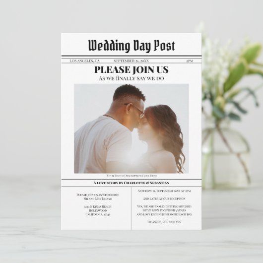 Aankondiging van de Zweedse krant Modern Fun Weddi (Staand voorkant)