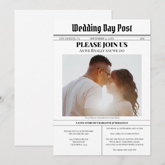 Aankondiging van de Zweedse krant Modern Fun Weddi (Voorkant / Achterkant)