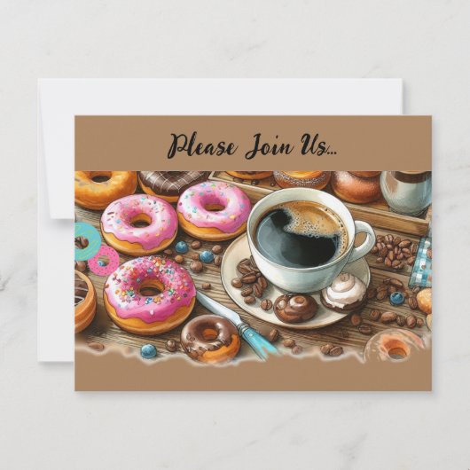 Aankondiging van decadente donuts en koffie (Voorkant)