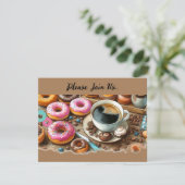 Aankondiging van decadente donuts en koffie (Staand voorkant)