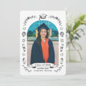 Aankondiging van diploma-uitreikingsdoodles (Staand voorkant)