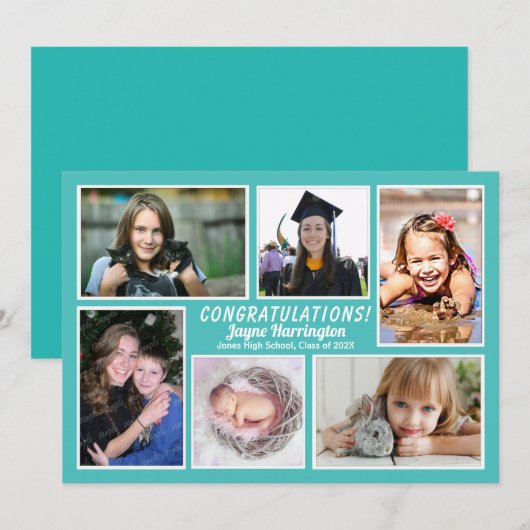 Aankondiging van diploma-uitreikingsfotocollage do (Voorkant / Achterkant)