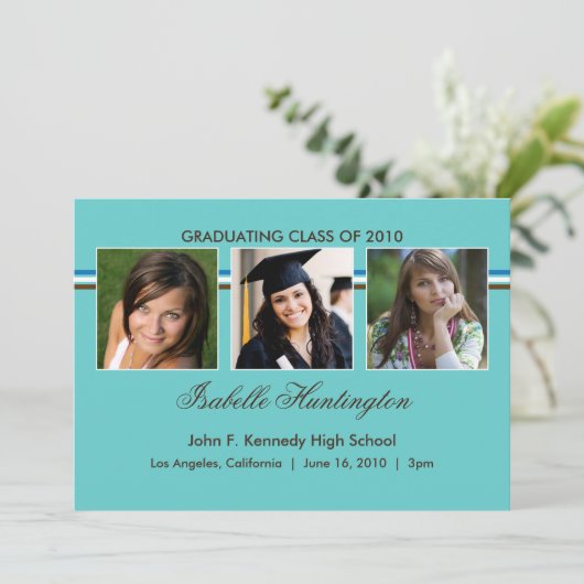 Aankondiging van drie Afstuderen voor fotobalie (Staand voorkant)