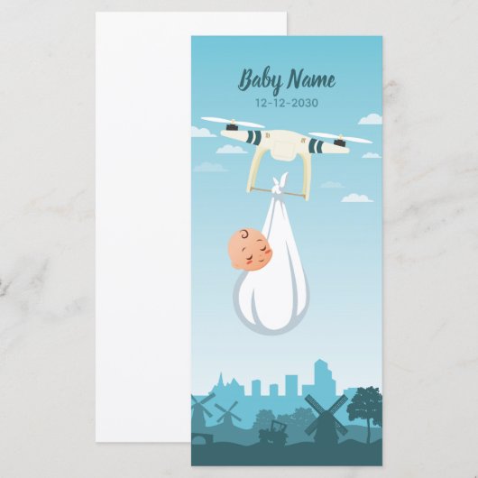 Aankondiging van Drone Baby Birth (Voorkant / Achterkant)