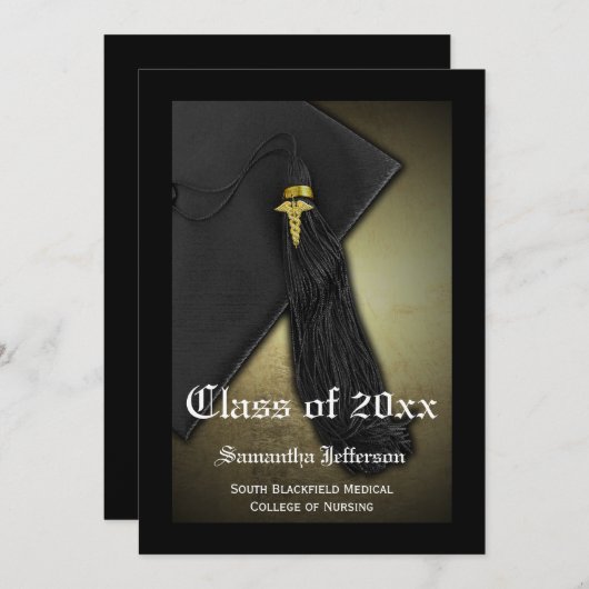 Aankondiging van een Afstuderen voor verpleegkunde (Voorkant / Achterkant)