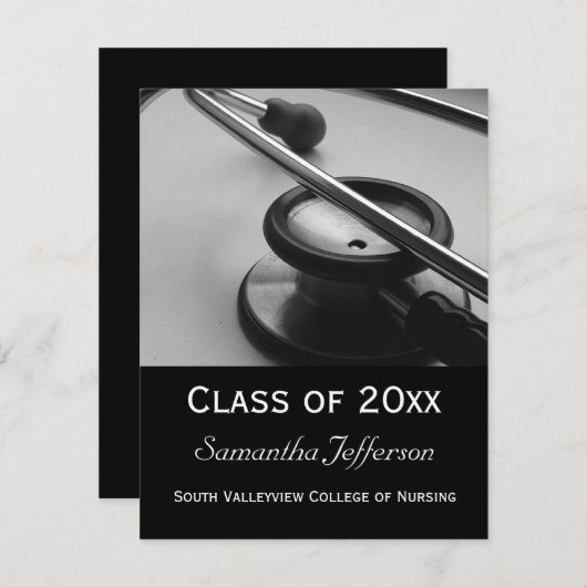 Aankondiging van een Afstuderen voor verpleegkunde (Voorkant / Achterkant)