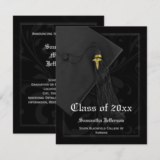 Aankondiging van een Afstuderen voor verpleegkunde (Voorkant / Achterkant)