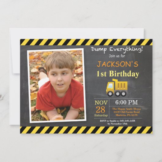 Aankondiging van een "Birthday Dump Truck"-project (Voorkant)