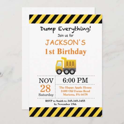 Aankondiging van een "Birthday Dump Truck"-project (Voorkant / Achterkant)