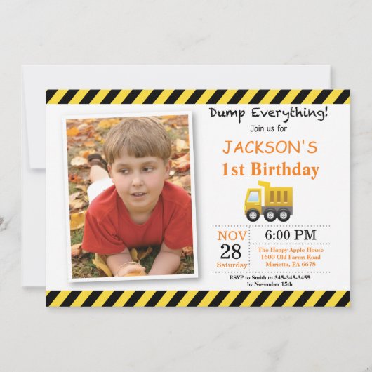 Aankondiging van een "Birthday Dump Truck"-project (Voorkant)