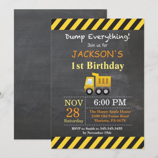 Aankondiging van een "Birthday Dump Truck"-project (Voorkant / Achterkant)