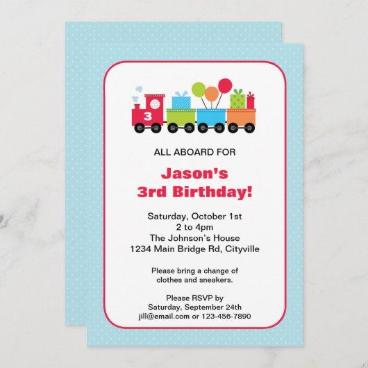 Aankondiging van een "Birthday Train" (Voorkant / Achterkant)