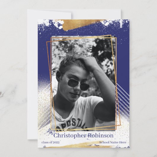 Aankondiging van een crème- en goudvormig Afstuder (Voorkant)