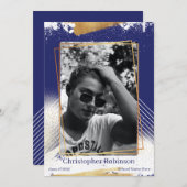 Aankondiging van een crème- en goudvormig Afstuder (Voorkant / Achterkant)