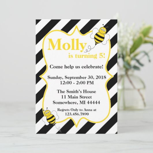 Aankondiging van een gestripte Birthday Party (Staand voorkant)