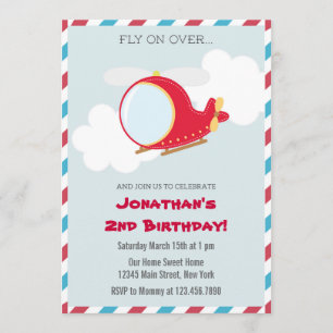 Aankondiging van een helikopter Birthday Party