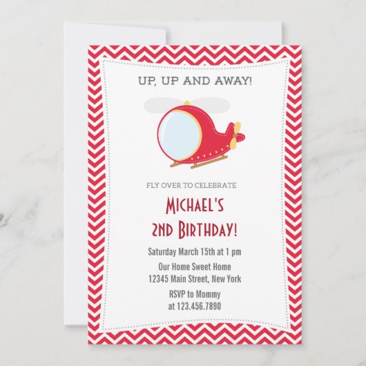 Aankondiging van een helikopter Birthday Party (Voorkant)
