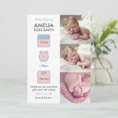 Aankondiging van een meisje voor baby's/bedankt ka (Staand voorkant)