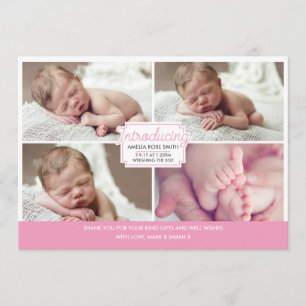 Aankondiging van een meisje voor baby's/bedankt ka