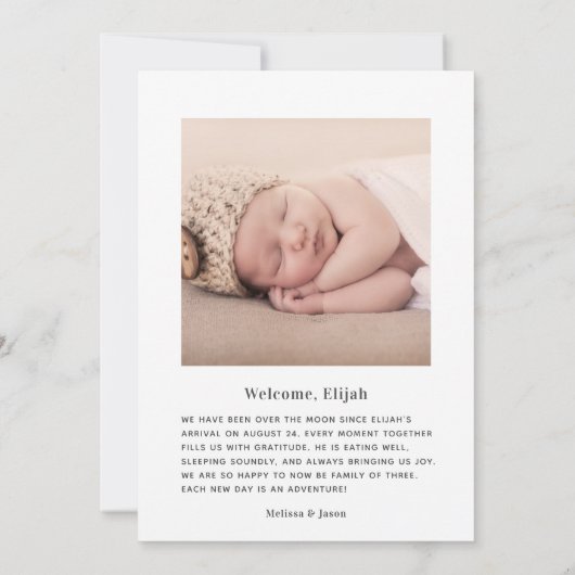 Aankondiging van een moderne minimale foto (Achterkant)