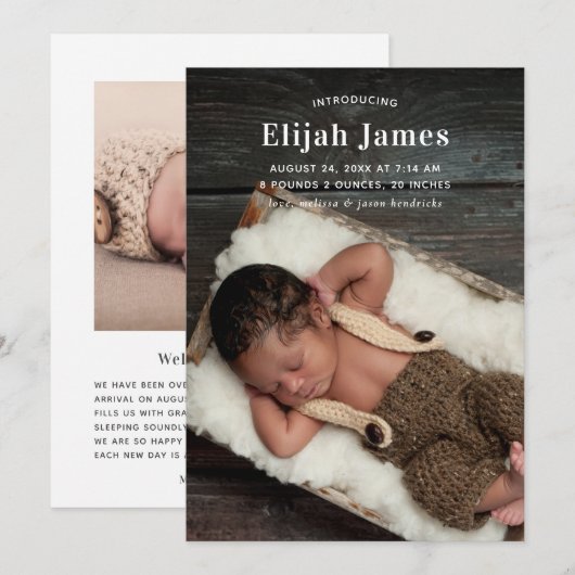 Aankondiging van een moderne minimale foto (Voorkant / Achterkant)