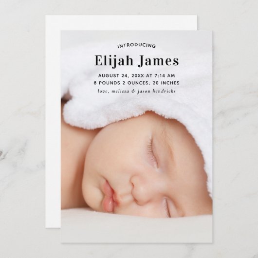 Aankondiging van een moderne minimale foto (Voorkant / Achterkant)