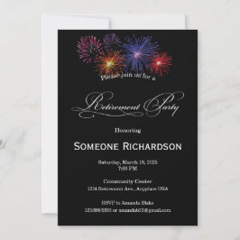 Aankondiging van een pensioenfeest met vuurwerk