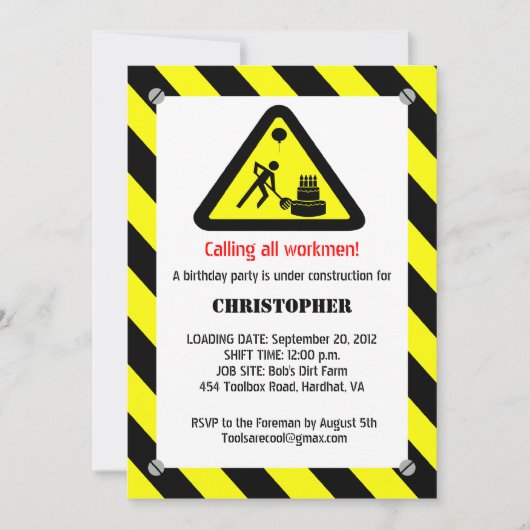 Aankondiging van een uitnodiging voor de bouw (Voorkant)