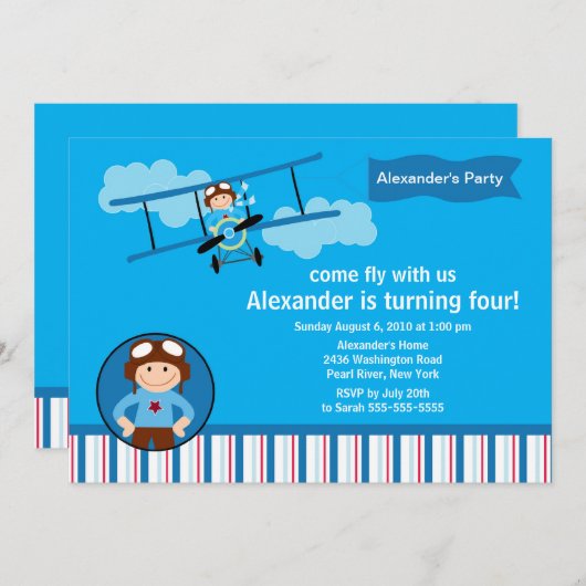 Aankondiging van een vliegveld met een kleine pilo (Voorkant / Achterkant)