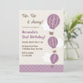 Aankondiging van een warme luchtballon (Paars) (Staand voorkant)