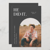 Aankondiging van eindexamen met houtskoolkleurige  (Voorkant / Achterkant)