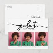 Aankondiging van eindexamen middelbare school 3 fo briefkaart (Voorkant / Achterkant)