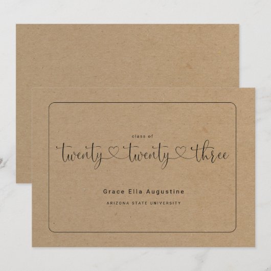 Aankondiging van eindexamen van lieve vrouw  (Voorkant / Achterkant)