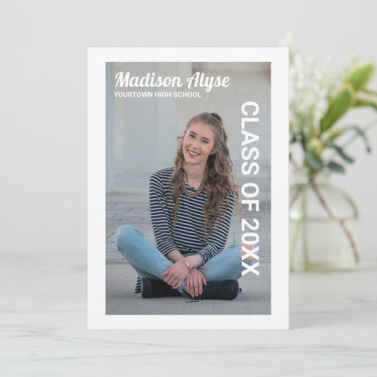 Aankondiging van eindexamenfoto met bewerkbare kle (Staand voorkant)