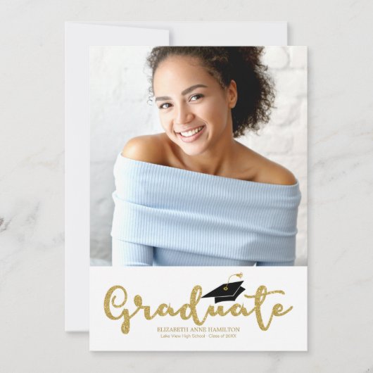 Aankondiging van eindexamenfoto met gouden glitter (Voorkant)