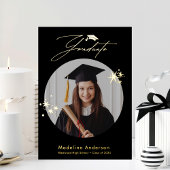 Aankondiging van Elegant Black Gold Photo Afstuder