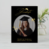 Aankondiging van Elegant Black Gold Photo Afstuder (Staand Voorkant)