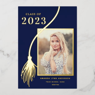 Aankondiging van Elegant Gold Foil Tassel Afstuder