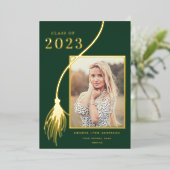 Aankondiging van Elegant Gold Foil Tassel Afstuder (Staand Voorkant)