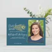 Aankondiging van Elegant Gold Peacock Afstuderen (Staand voorkant)