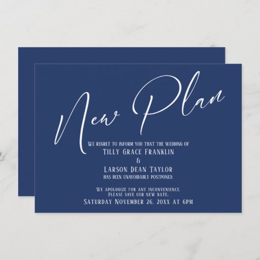 Aankondiging van Elegant Handwriting New Plan Navy (Voorkant / Achterkant)