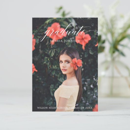 Aankondiging van Elegant Script-Afstuderen met fot (Staand voorkant)