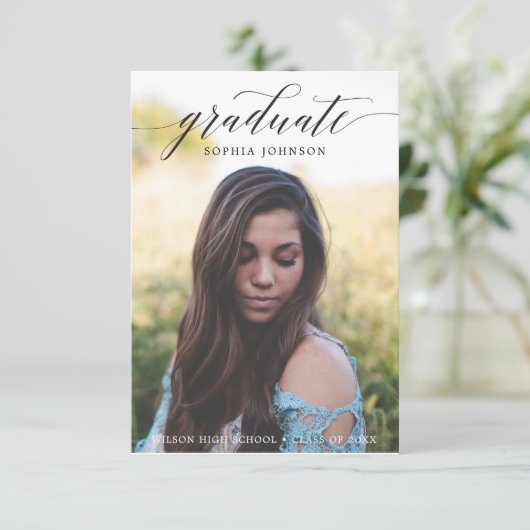 Aankondiging van Elegant Script-Afstuderen met fot (Staand voorkant)