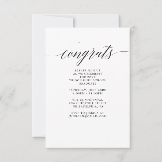 Aankondiging van Elegant Script-Afstuderen met fot (Achterkant)