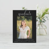 Aankondiging van Elegant Script Black Afstuderen (Staand voorkant)