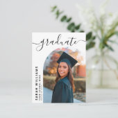 Aankondiging van Elegant Script Modern Afstuderen Briefkaart (Staand voorkant)